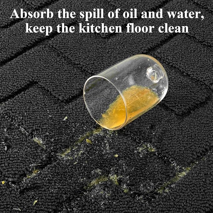 hicorfe Kitchen Rugs and Mats Sets,Super Absorbent Polypropylene Non-Slip Rug,Soft Comfort Floor Mat,Machine Wash for Kitchen,Hallway,Office,Sink,Laundry(24" x 35",Charcoal)