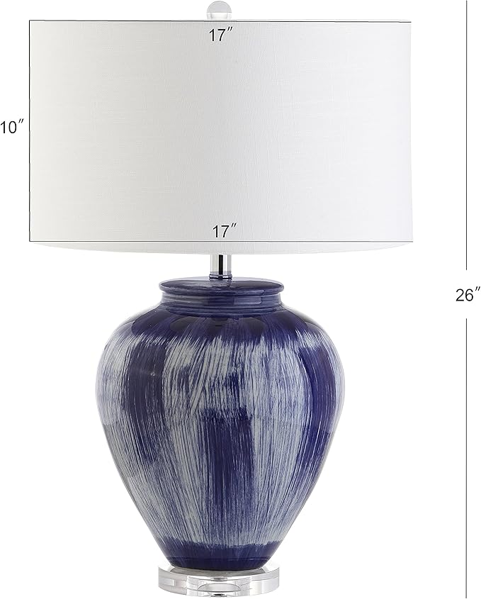 JONATHAN Y JYL5013A Wayland 26" Ceramic LED Table Lamp Transitional Glam Bedside Desk Nightstand Lamp for Bedroom Living Room Office College Bookcase LED Bulb Included, Seaside Blue