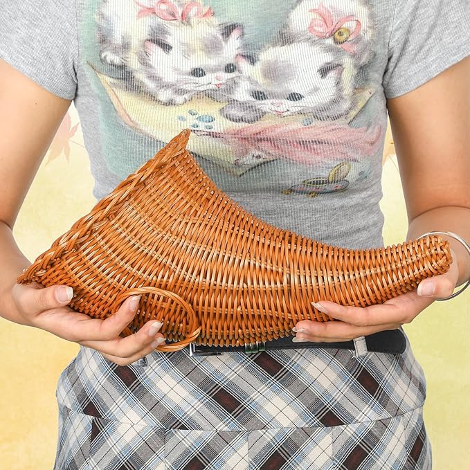 Dandat 6 Pcs Fall Cornucopia Basket 13.78 Inch Thanksgiving Horn of Plenty Autumn Table Decoration Harvest Cornucopia for Thanksgiving Table Centerpieces Fall Party Decorations