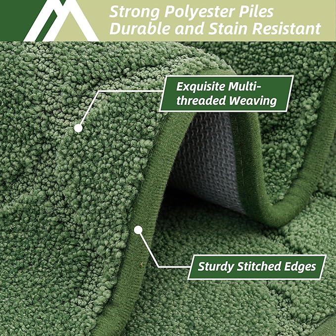 COSY HOMEER Soft Kitchen Floor Mats for in Front of Sink Super Absorbent Rugs 20"x59" Non-Skid Kitchen Standing Mat Washable,Polyester,Green