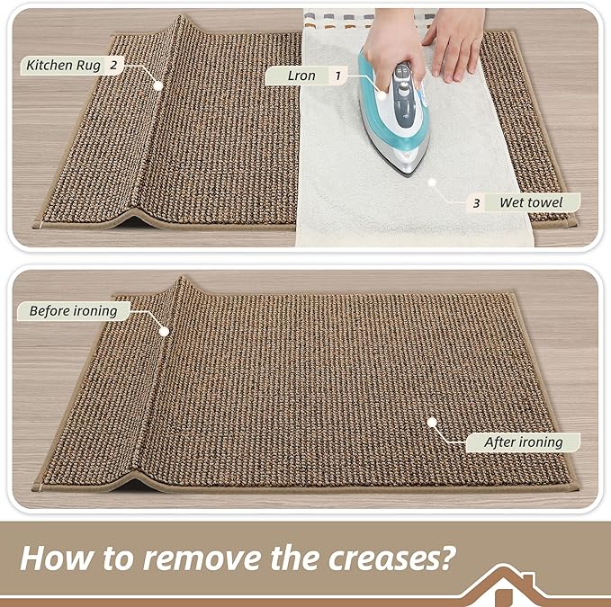 BEQHAUSE Kitchen Rugs 24"x36", Non-Slip Kitchen Mats for Floor, Super Absorbent and Stain Resistant Kitchen Rugs, Machine Washable Rugs for Kitchen, Hallway, Laundry & Sink, Taupe