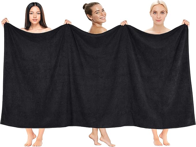 Cotton Paradise 100% Cotton 40x80 Oversized Bath Sheet, Extra Large Turkish Bath Towels for Bathroom, Black Bathsheet