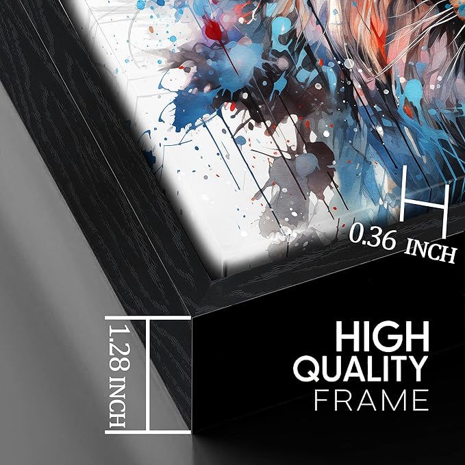 ZHAOSHOP Lion Art Wall Decor for Living Room - Colorful Modern Wall Art for Office - Black Framed Wall Art for Bedroom Size 29" x 59"