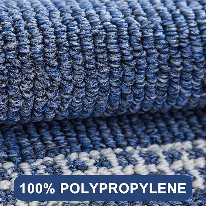 COSY HOMEER Kitchen Rugs Non-Slip 20x30/20x48 Inch Thick Polypropylene Standing Mat for Home Machine Washable, Blue