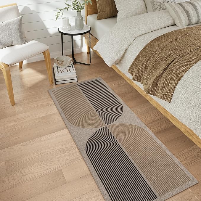 Lahome Modern Rainbow Easy Jute Rug, 2x6 Kitchen Runner Washable Rug Runners for Hallways Farmhouse Carpet, Non Slip Indoor Outdoor Runner Contemporary Door Mat for Laundry Porch