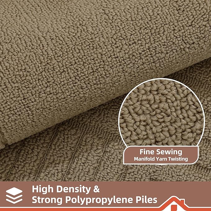 BEQHAUSE Kitchen-Rugs-and-Mats,Anti-Slip Kitchen Rugs,Machine Washable Kitchen Mats for Floor Taupe Comfortable Kitchen Mat Set of 2 with TPR Backing 20x30inch/20x48inch