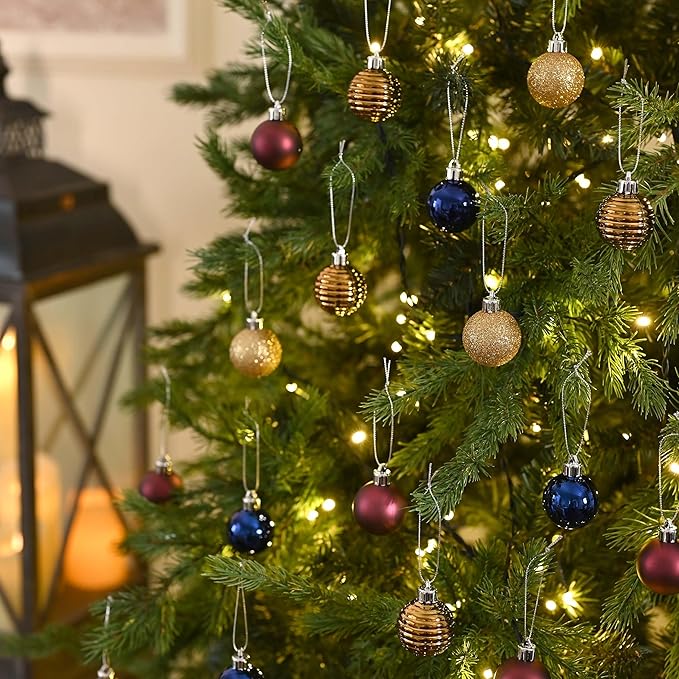 Valery Madelyn 1.57 Inches Small Christmas Tree Decorations Ornament Set for 4th of July Fall Halloween, 24ct Bronze Copper Purple Shatterproof Hanging Ball Ornaments Holiday Party Decor