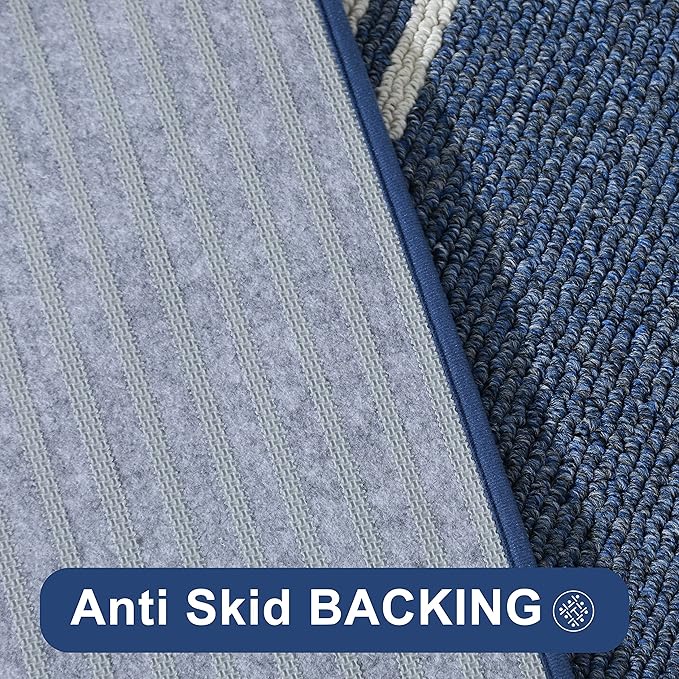 COSY HOMEER Kitchen Rugs Non-Slip 24x35/24x60 Inch Thick Polypropylene Standing Mat for Home Machine Washable, Blue