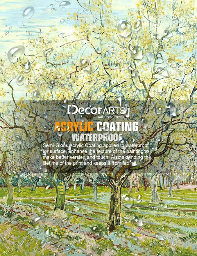 DECORARTS - The White Orchard, Vincent Van Gogh Art Reproduction. giclee print canvas art for wall decor 20x16