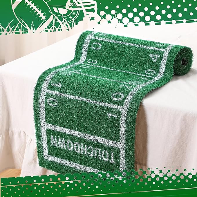 Football Table Runner Artificial Grass Decoration 16 x 59 Inch Grass Touchdown Game Days Table Centerpieces Decor for Football Party Favors Kitchen Dining Home