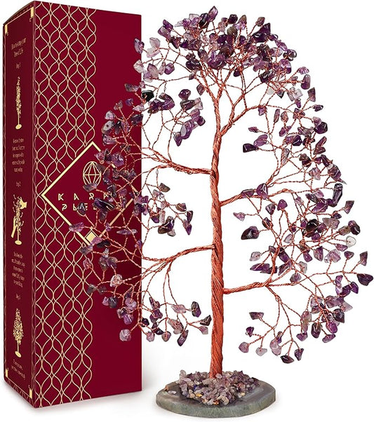 Crystal Trees for Home and Office Decoration, Amethyst Chakra Healing Crystals Feng Shui Handmade Trees for Positive Energy, Money, Good Luck, Christmas Decor, Birthday Gifts for Women, Mom