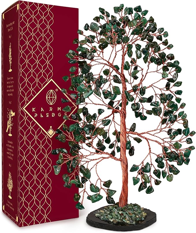 Crystal Trees for Home and Office Decoration, Green Aventurine Chakra Healing Crystals Feng Shui Handmade Trees for Positive Energy, Money, Good Luck, Christmas Decor, Birthday Gifts for Women, Mom