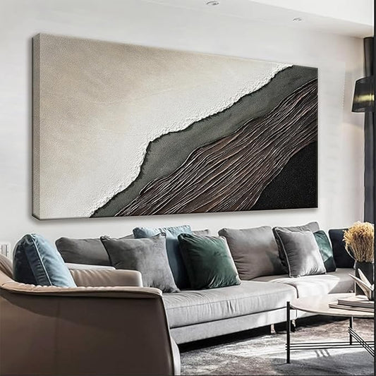 Tsomzxng Large Abstract Wall Art For Living Room Decor Black Brown Wall Art Painting Prints Minimalist Abstract Art Modern Canvas Art Wall Decor For Bedroom Kitchen Office Artwork 29"×58"