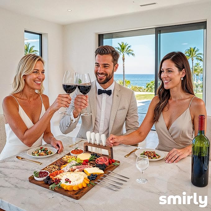 SMIRLY Charcuterie Boards Set, Large Cheese Board Set, Natural Walnut Wood Charcuterie Tray with Accessories - Housewarming Gifts New Home, Wedding & Bridal Shower Gifts for Women, Couples