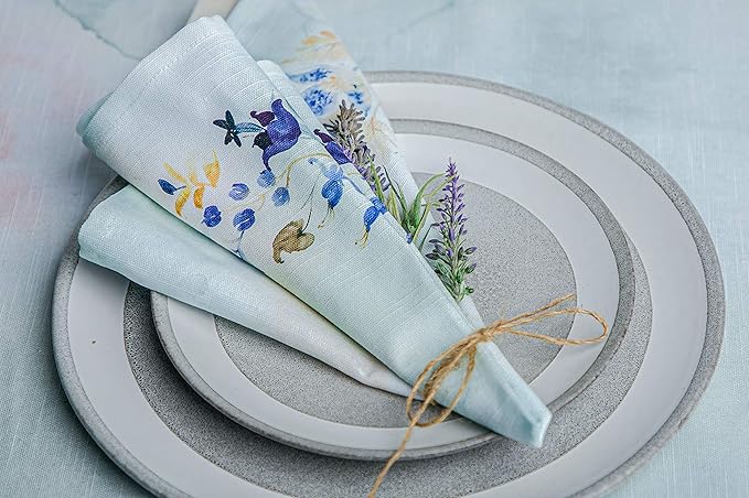 Maison d' Hermine Cloth Napkins Set of 4 100% Cotton Everyday Reusable Square Napkins Cloth Washable, Dinner, Party, Wedding, Restaurant, Spring/Summer (Lazy Summer Days, 20" x 20")