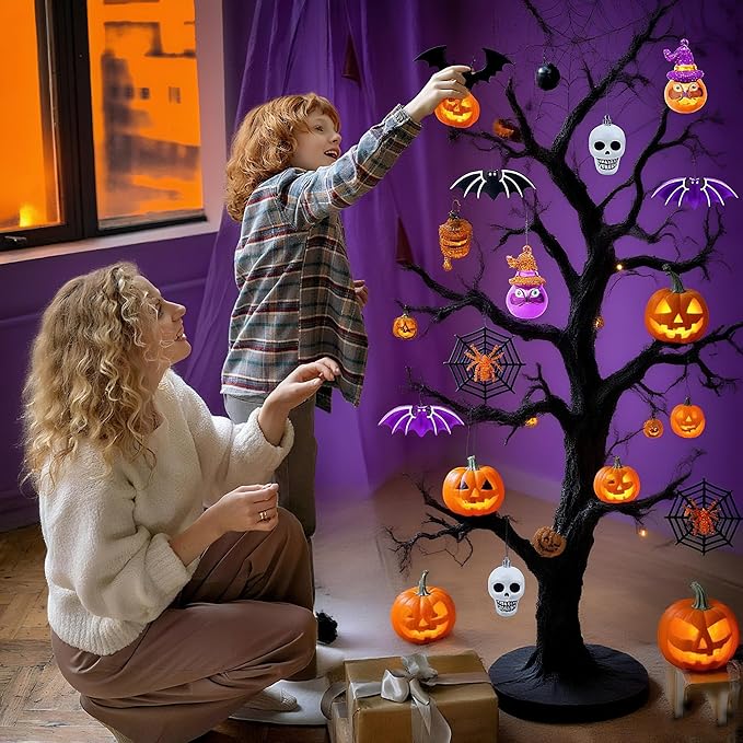 28ct Halloween Ball Ornaments Set, Shatterproof Tree Decorations, Perfect Hanging Ball for Tree Indoor/Outdoor Holiday Halloween Party Decor
