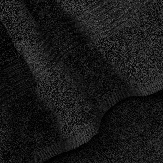 Cotton Paradise Black 6 Piece Towel Set, 100% Cotton Turkish Towels for Bathroom, 2 Bath Towels 2 Hand Towels 2 Washcloths Soft Fluffy Bathroom Towels