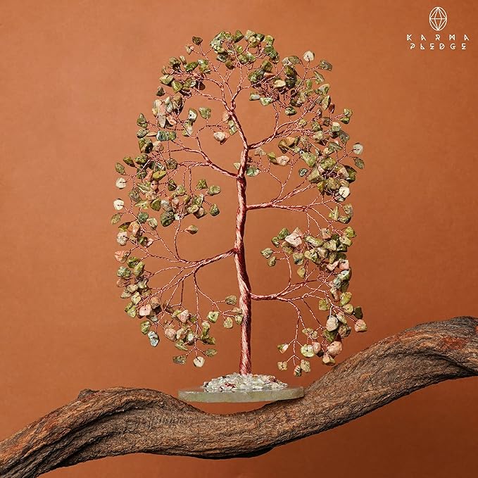 Crystal Trees for Home and Office Decoration, Unakite Chakra Healing Crystals Feng Shui Handmade Trees for Positive Energy, Money, Good Luck, Christmas Decor, Birthday Gifts for Women, Mom