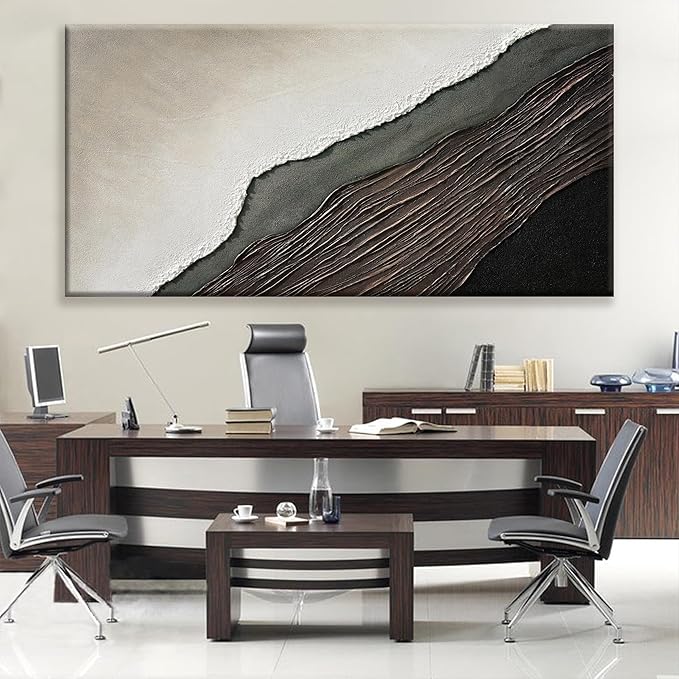 Tsomzxng Large Abstract Wall Art For Living Room Decor Black Brown Wall Art Painting Prints Minimalist Abstract Art Modern Canvas Art Wall Decor For Bedroom Kitchen Office Artwork 29"×58"