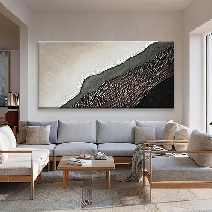 Tsomzxng Large Abstract Wall Art For Living Room Decor Black Brown Wall Art Painting Prints Minimalist Abstract Art Modern Canvas Art Wall Decor For Bedroom Kitchen Office Artwork 29"×58"