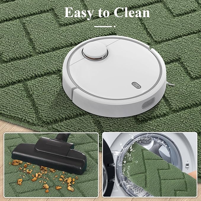 hicorfe Kitchen Rugs and Mats Sets,Super Absorbent Polypropylene Non-Slip Rug,Soft Comfort Floor Mat,Washable for Kitchen,Hallway,Office,Sink,Laundry(24" x 35",Green)