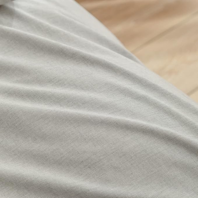 BESTOUCH Duvet Cover Set 100% Washed Cotton Linen Feel Super Soft Comfortable Chic Lightweight 3 PCs Home Bedding Set Solid Light Grey Full/Double