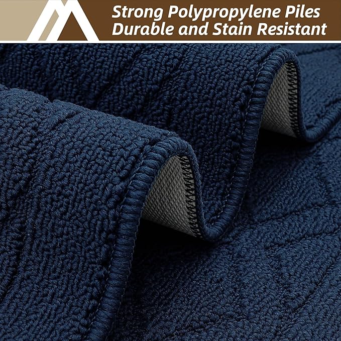 COSY HOMEER-Kitchen-Rugs-and-Mats 20"x48" Non Slip Kitchen Mats for Floor Absorbent Washable Kitchen Runner Standing Floor Mat for Sink Mat,Entry,Laundry,Polypropylene,Navy Blue
