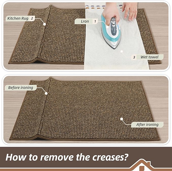 BEQHAUSE Kitchen Runner Rugs 24"x60", Non-Slip Kitchen Mats for Floor, Super Absorbent and Stain Resistant Kitchen Rug, Machine Washable Rugs for Kitchen, Hallway, Laundry & Sink, Brown