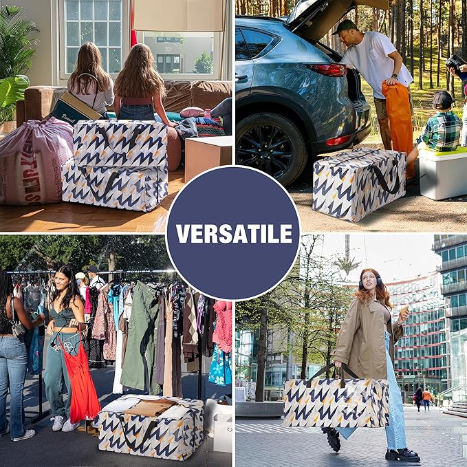 WORKPRO 6 Pack Extra Large Moving Bags with Zippers & Carrying Handles Backpack Straps, Heavy-Duty Storage Tote for Space Saving & Storage, Alternative to Moving Box (W - Alphabet Printing)