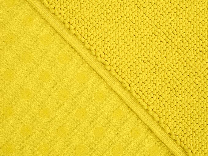 Cotton Paradise 100% Cotton Non Slip Bath Mats for Bathroom, 17x24 inch Soft Absorbent Quick Dry Machine Washable Floor Bath Mat, Yellow