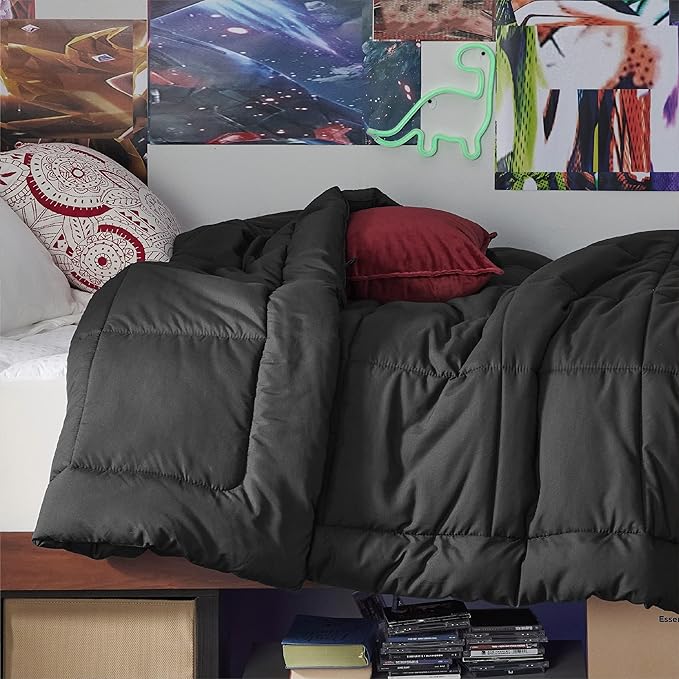 Bedsure Comforter Duvet Insert - Quilted Comforters Twin XL Size, All Season Duvet, GentleSoft Down Alternative Bedding, with 8 Tabs, Gifts for Women/Men, Black, Twin XL 92 x 68 Inches