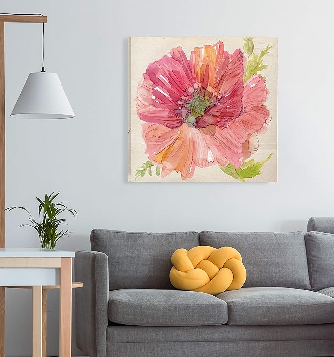 Wexford Home Botanical Poppy Gallery Wrapped Canvas Wall Art, 24x24