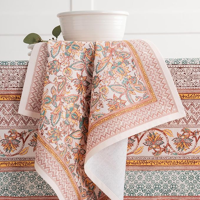 Maison d' Hermine Cloth Napkins Set of 4 100% Cotton Everyday Reusable Square Napkins Cloth Washable, Dinner, Party, Wedding, Restaurant (Nila, 20" x 20")