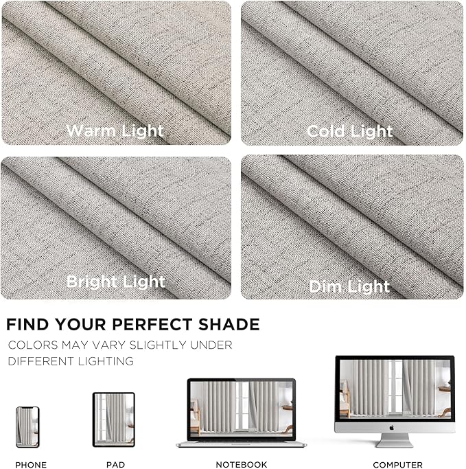 Joydeco Blackout Curtains for Bedroom - 100% Light Blocking 2 Panels Set White Drapes 42" W x 108" L, Thermal Insulated Room Darkening Curtains, Linen Textured for Living Room, Rod Pocket & Back Tabs