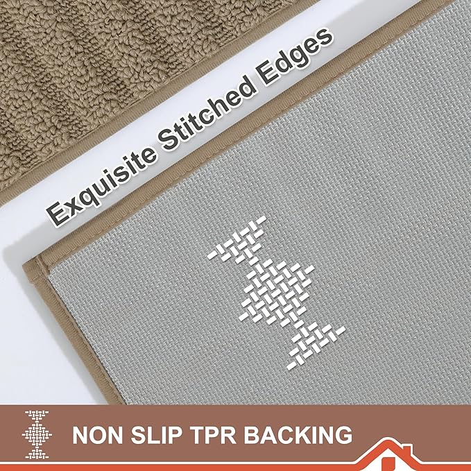 BEQHAUSE Kitchen-Rugs-and-Mats,Anti-Slip Kitchen Rugs,Machine Washable Kitchen Mats for Floor Taupe Comfortable Kitchen Mat Set of 2 with TPR Backing 20x30inch/20x48inch