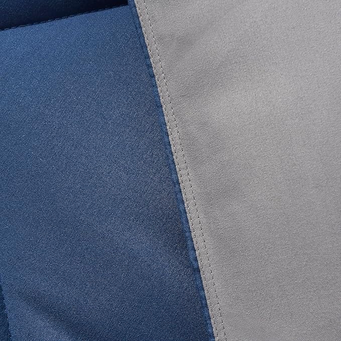 HIG 3pc Navy Queen Size Comforter Set-All Season Reversible Down Alternative Comforter with Two Shams -Quilted Duvet Insert with Corner Tabs - Diamond Stitched Blanket - Breathable, Soft, Fluffy