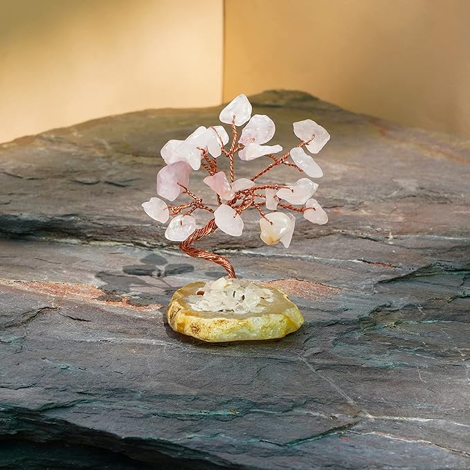 Crystal Tree for Positive Energy, 7 Chakra Stones and Healing Crystals Tree of Life, Money Bonsai Trees, Feng Shui Décor for Home and Office Desk Decoration, Spiritual & Good Luck Gifts Set of 6 Trees