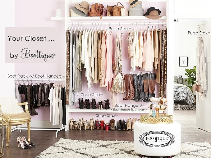 Boottique Add-on Boot Hangers - SET OF 6 Only - Holds, Shapes, & Protects Most Styles of Boots (6 Original Silver Hangers)