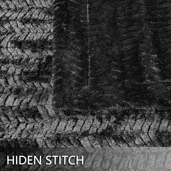 YUSOKI Luxury Faux Fur Throw Blanket(Without Pillows) 2 Layers,3lb,All Ages,Home Decoration, (Black,50" x 63")