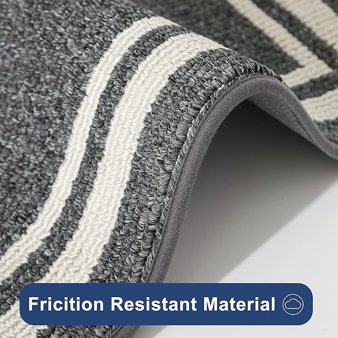 COSY HOMEER Kitchen Rugs Non-Slip 24x35/24x60 Inch Thick Polypropylene Standing Mat for Home Machine Washable, Black Frame