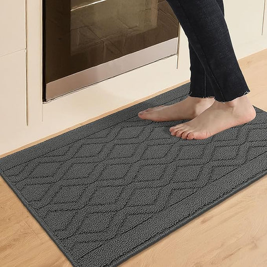 COSY HOMEER-Kitchen-Rugs-and-Mats 20"x30" Non Slip Kitchen Mats for Floor Absorbent Kitchen Rug Washable Kitchen Standing Floor Mat for Sink Mat,Throw Rug,Entry,Laundry,Grey