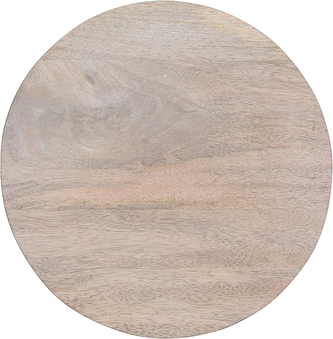 Kate and Laurel Dahl Coastal Wooden Round Drink Table; 8 x 23; Whitewash; Boho Circle Wood Accent Pedestal Table for Living Room Plant Stand or Small Bedroom Nightstand