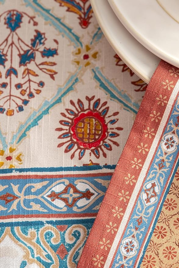 Maison d' Hermine Cloth Napkins Set of 4 100% Cotton Everyday Reusable Square Napkins Cloth Washable, Dinner, Party, Wedding, Restaurant (Romane, 20" x 20")