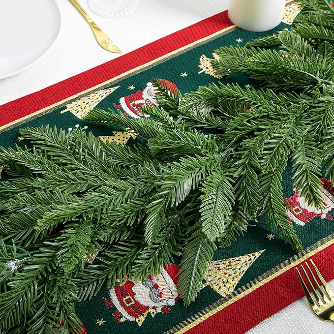 Watayo 9.8 Ft Christmas Norfolk Pine Garland- 3 Fork Norfolk Pine Natural Touch Garland- Artificial Pine Greenery Garland for Christmas Table Fireplace Wall Home Decoration