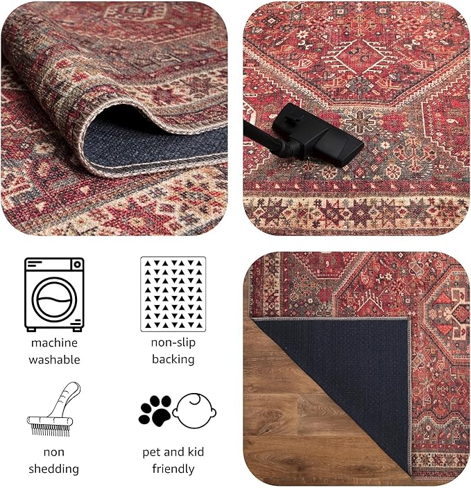Keen Home Design 2x3 Rug - Machine Washable Entry Rug with Non-Slip Backing, Ideal for Enteryway, Kitchen, Bathroom, Laundry Room - Vintage, Easy Clean, Durable, Low Pile Rug - (2' x 3')