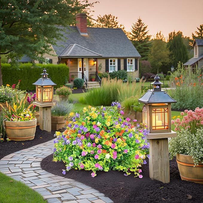 LADADA 12 Bundles Outdoor Plant Flowers, Multi Color UV Resistant, Outdoor Porch, Home Courtyard, Garden Decoration(Mix Color)