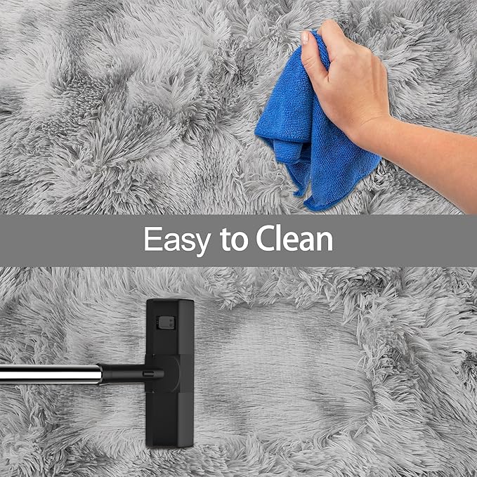 Tie Dye Grey Fluffy Rug for Bedroom 4x6ft Soft Shag Area Rug Mat Bedside Throw Rug for Living Room Kids Room Boys Teens Nursery Baby Dorm Office Home Decor Carpets