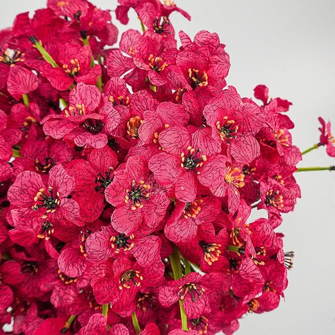 Uieke 72 Bundles Artificial Fake Flowers Outdoor UV Resistant Faux Plants Plastic Cemetery Flowers No Fade Outside Home Garden Porch Window Box Summer Décor -Rose Red