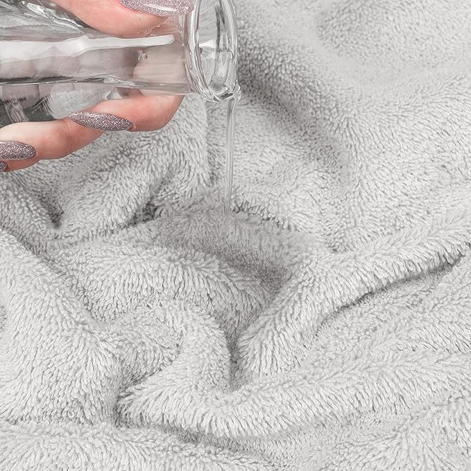 Cotton Paradise 6 Piece Towel Set 100% Cotton Soft Absorbent Turkish Towels for Bathroom 2 Bath Towels 2 Hand Towels 2 Washcloth Silver Gray Towel Set