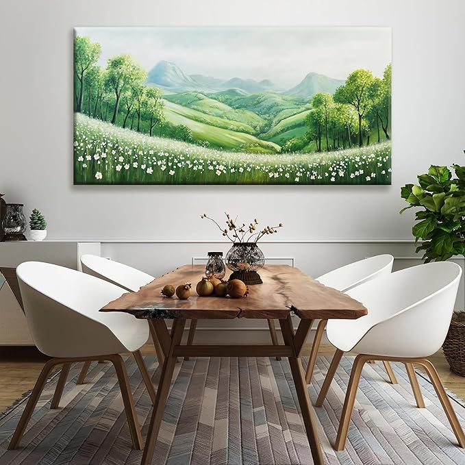 Tsomzxng Canvas Art Wall Decor Natural Green Wall Art Prints Mountain Wilderness Landscape Large Size Artwork For Living Room Bedroom Kitchen Office Decor 29"×58" Ready to Hang